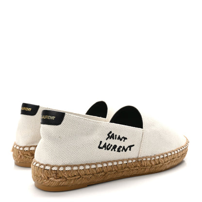 Saint Laurent Canvas Nappa Elba Light Logo Embroidered Espadrilles 36 Ecru 4 of 12
