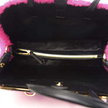 Fendi Shearling Nappa Regular 2Jours Shopper Tote Fuxia Black 5 of 10