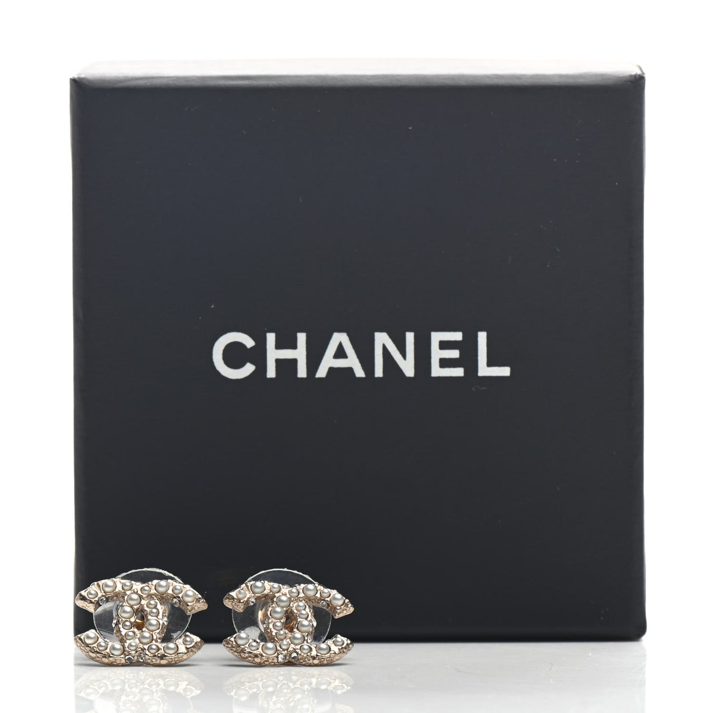 Crystal Pearl CC Earrings Gold
