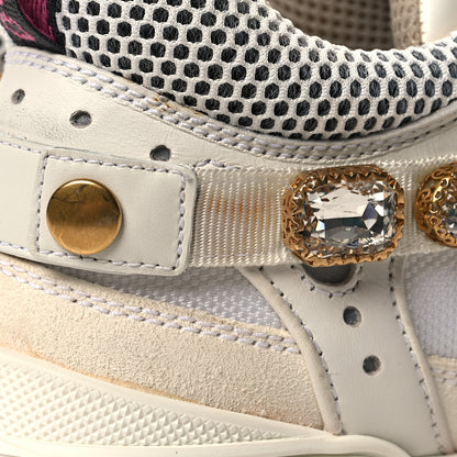Gucci X SEGA Mesh Calfskin Suede Removable Crystals Womens Flashtrek Sneakers 37 Great White 8 of 8