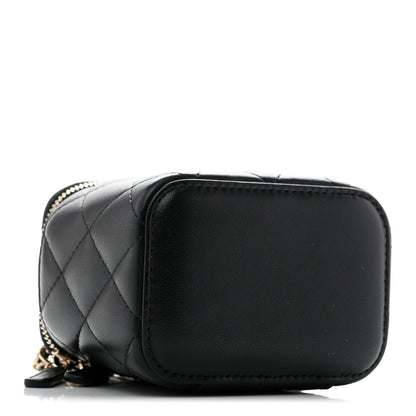 Chanel Lambskin Quilted Top Handle Mini Vanity Case With Chain Black 4 of 10