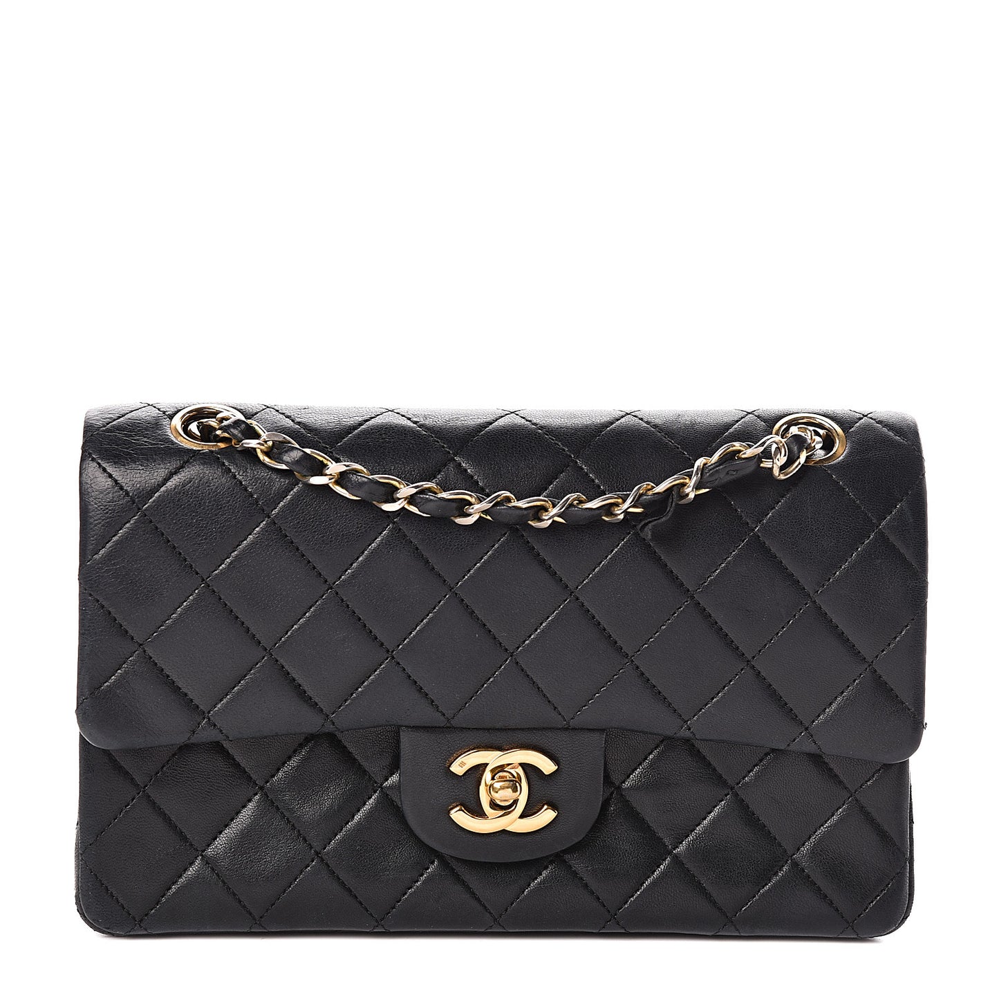 Lambskin Quilted Small Double Flap Black