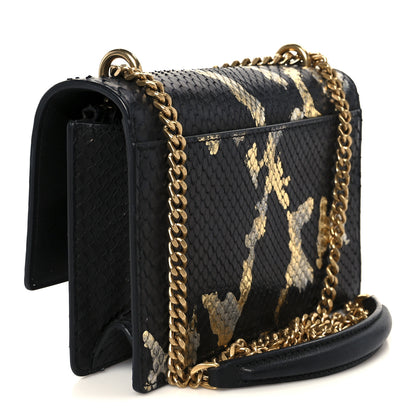 Saint Laurent Snakeskin Monogram Sunset Chain Wallet Black Gold Silver 3 of 11