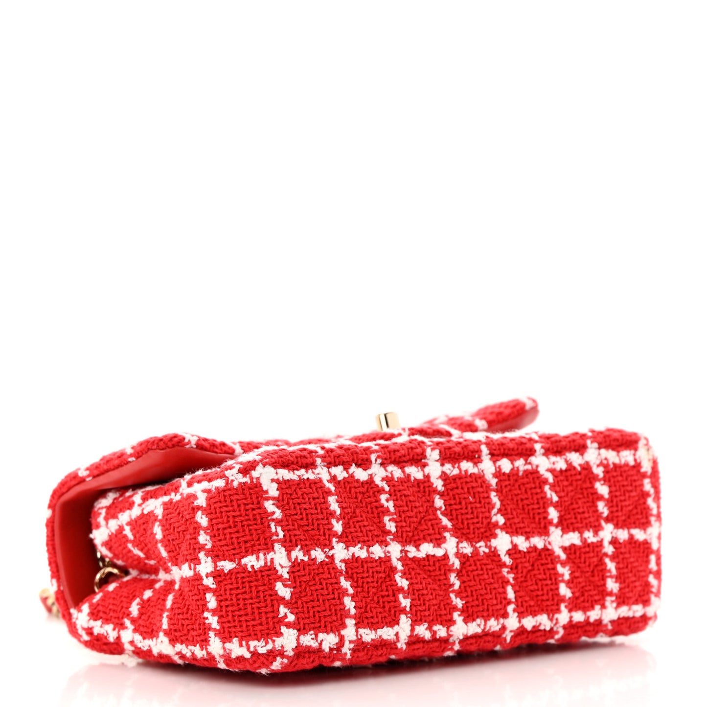 Tweed Quilted Mini Rectangular Flap White Red