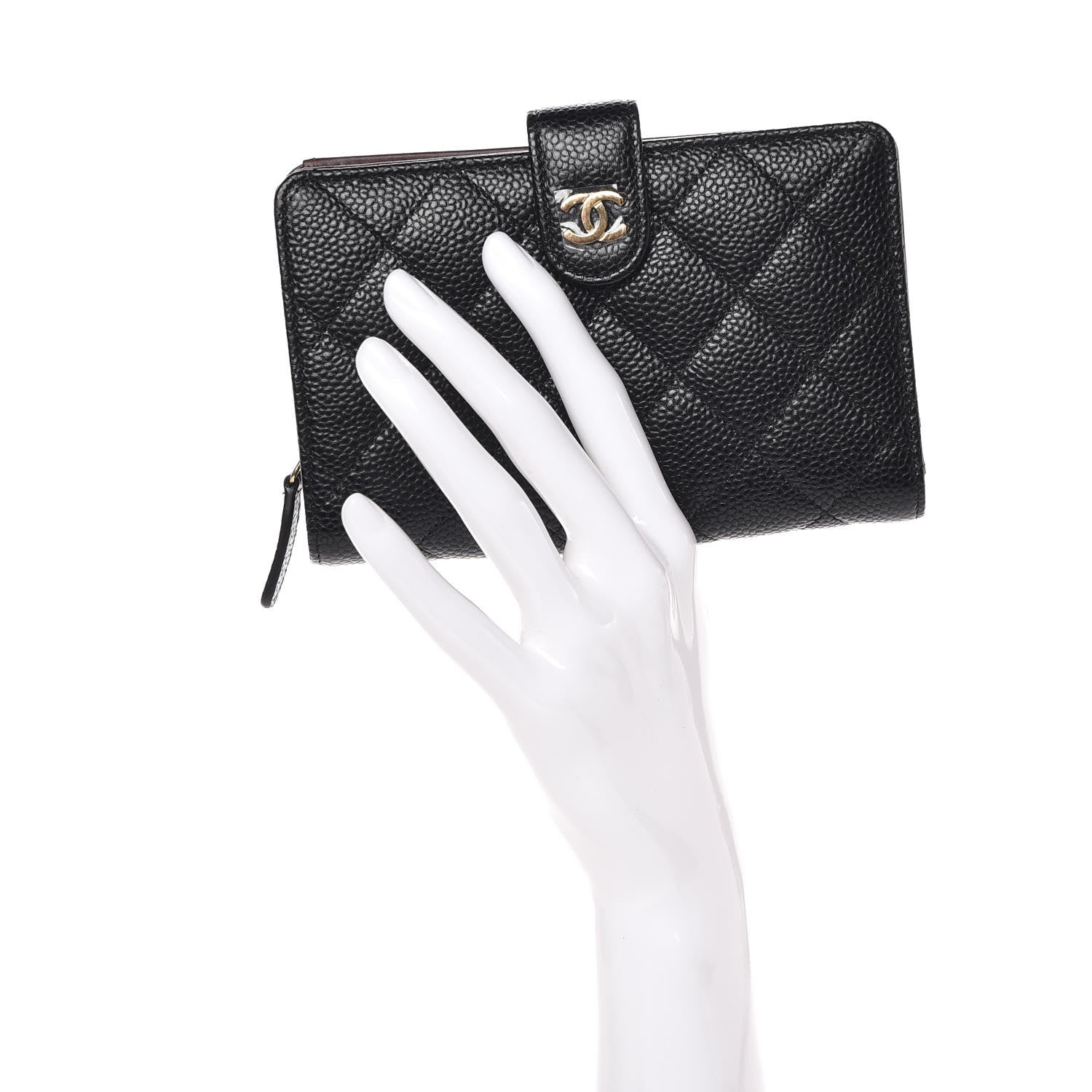 Chanel Caviar Quilted Zipped Pocket Wallet Black 2 of 10