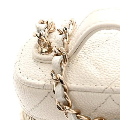 Chanel Caviar Quilted Small Handle With Care Vanity Case With Chain White 12 of 13
