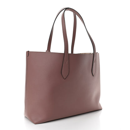 Burberry Grainy Calfskin Haymarket Check Medium Reversible Tote Light Elderberry 4 of 18