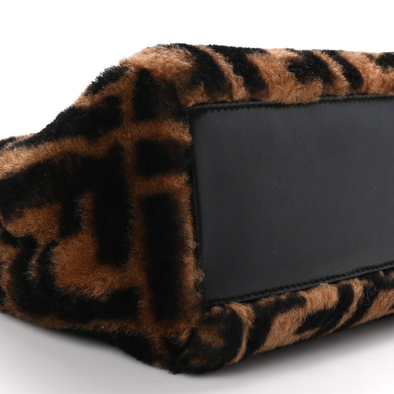 Fendi Shearling Nappa Macro FF 1974 Mini Peekaboo Iconic Satchel Tobacco Black 9 of 10