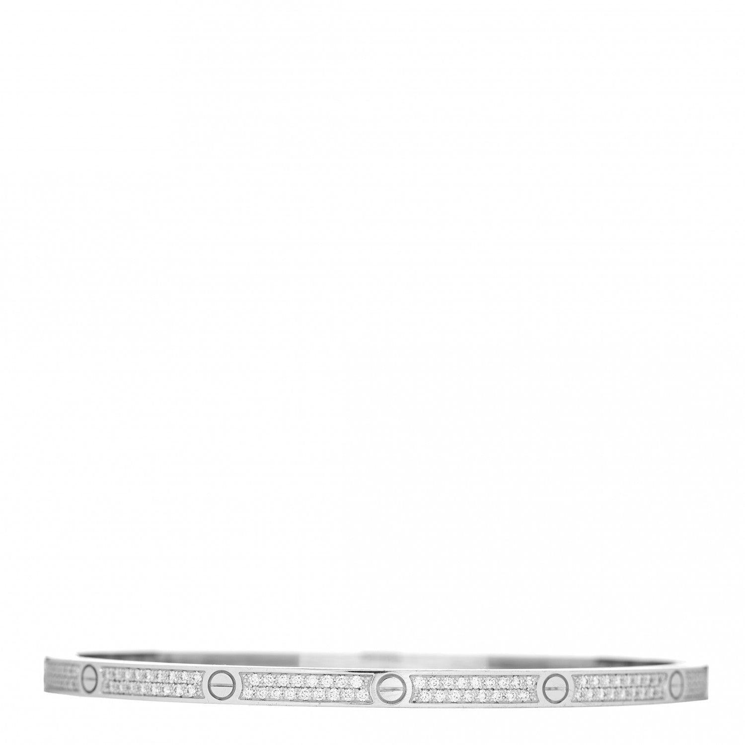 Cartier 18K White Gold Diamond Small LOVE Paved Bracelet 19 2 of 5