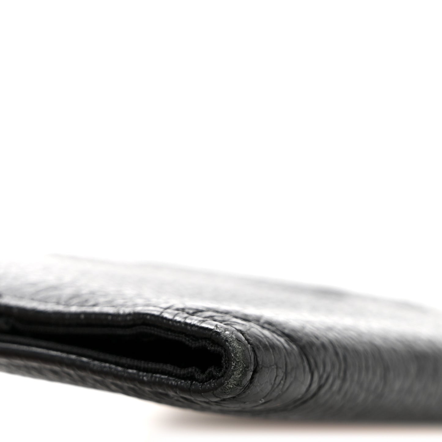 Grained Calfskin CC Passport Holder Wallet Black