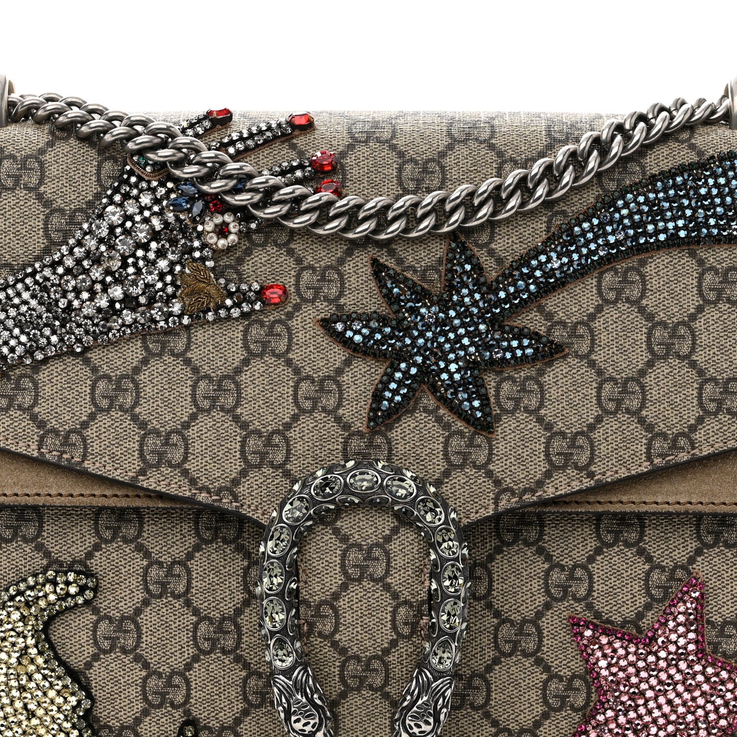 GG Supreme Monogram Shooting Star Embroidered Medium Dionysus Shoulder Bag Beige