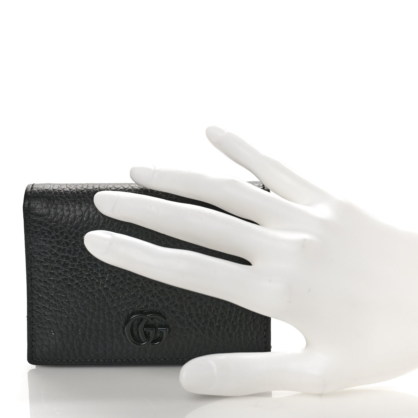 Dollar Calfskin Enamel Monochrome GG Marmont Card Case Black