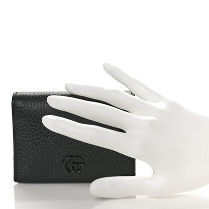 Gucci Dollar Calfskin Enamel Monochrome GG Marmont Card Case Black 2 of 8