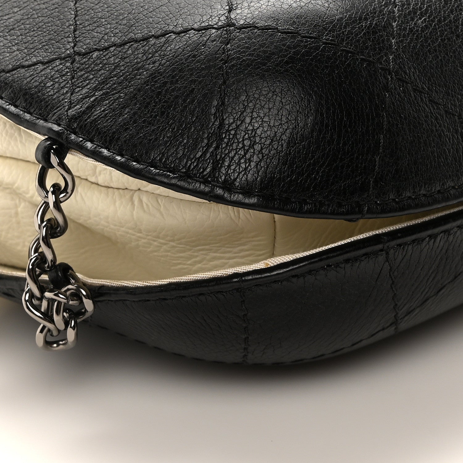 Chanel Aged Calfskin Quilted Small Gabrielle Bucket White Black 9 of 10