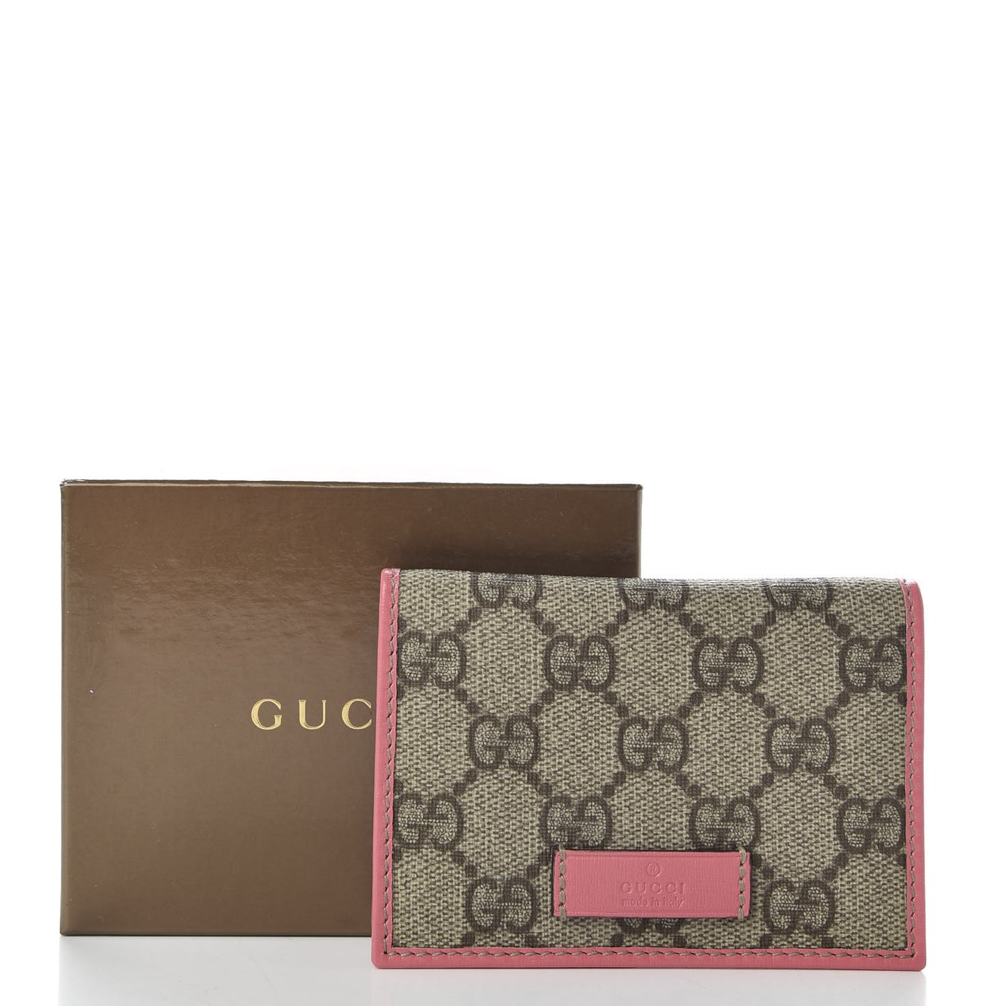 GG Plus Monogram Joy ID Card Wallet Pink