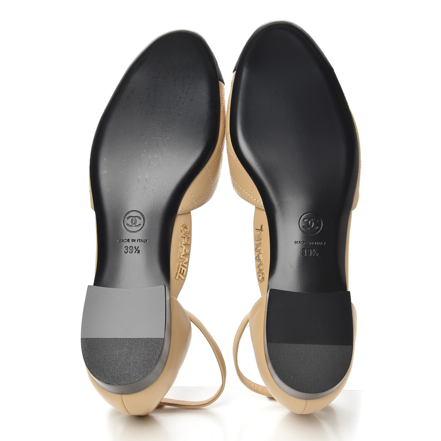 Chanel Lambskin Grosgrain Cap Toe CC Ankle Strap Sandals 39.5 Beige Black 5 of 9