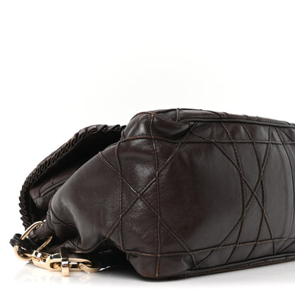 Christian Dior Lambskin Cannage Ruffle New Lock Flap Dark Brown 9 of 10