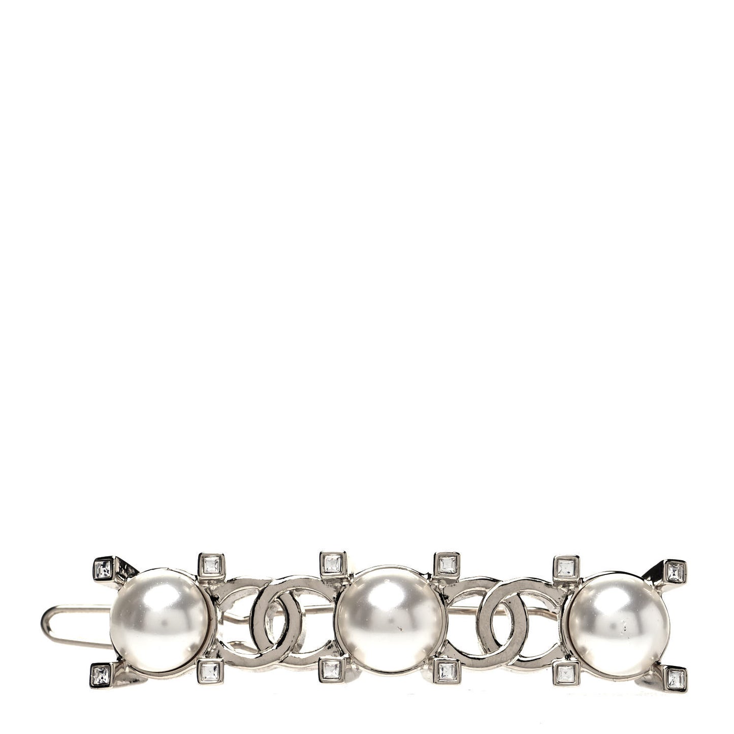 Pearl Crystal CC Hair Clip Gold