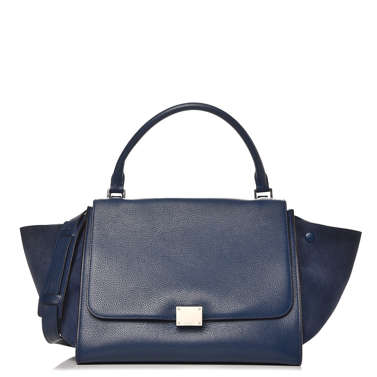 Celine Drummed Calfskin Suede Medium Trapeze Ocean Blue 1 of 16
