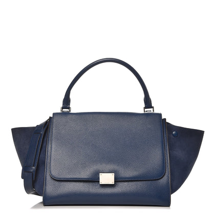 Celine Drummed Calfskin Suede Medium Trapeze Ocean Blue 1 of 16
