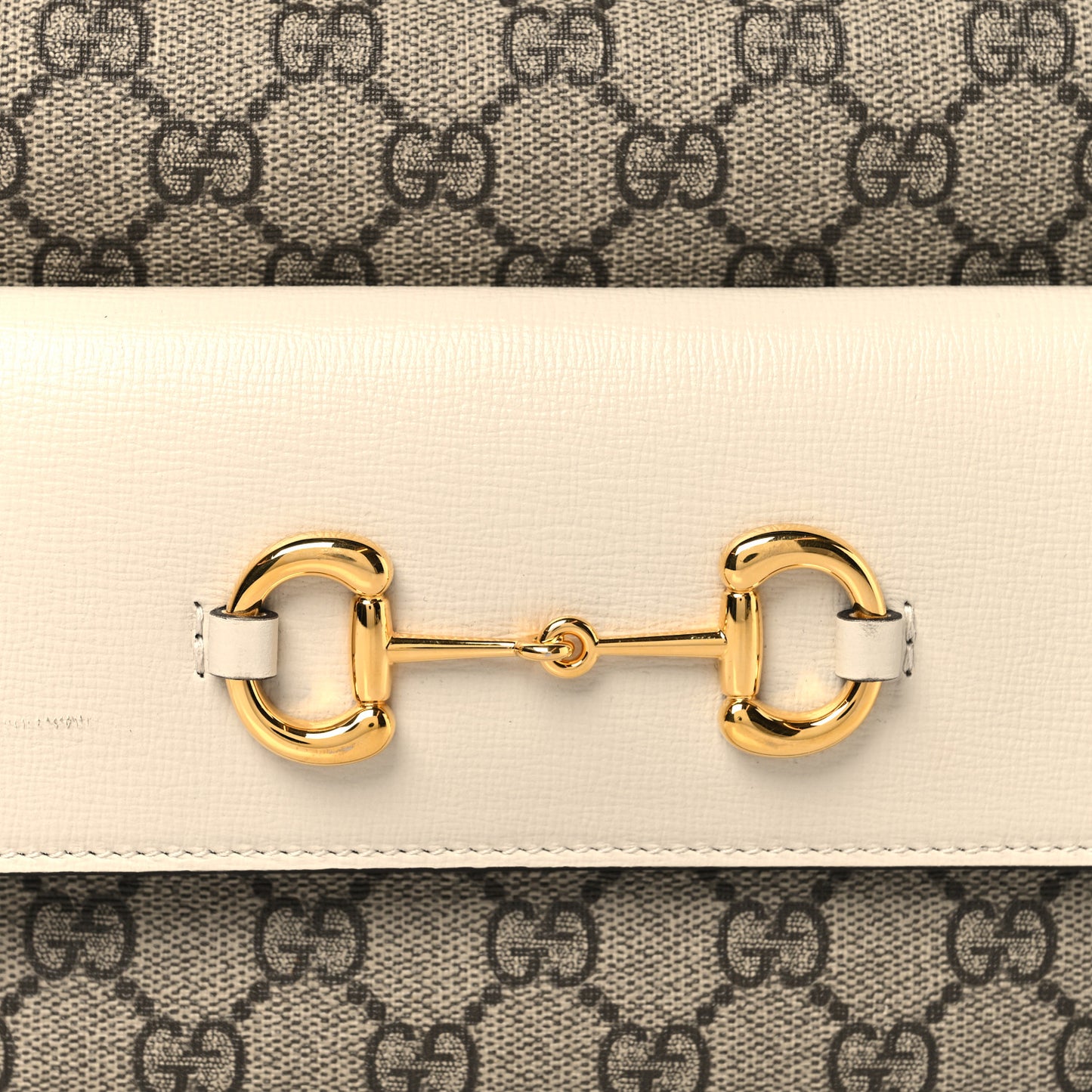 GG Supreme Monogram Small Horsebit 1955 Shoulder Bag Beige Mystic White