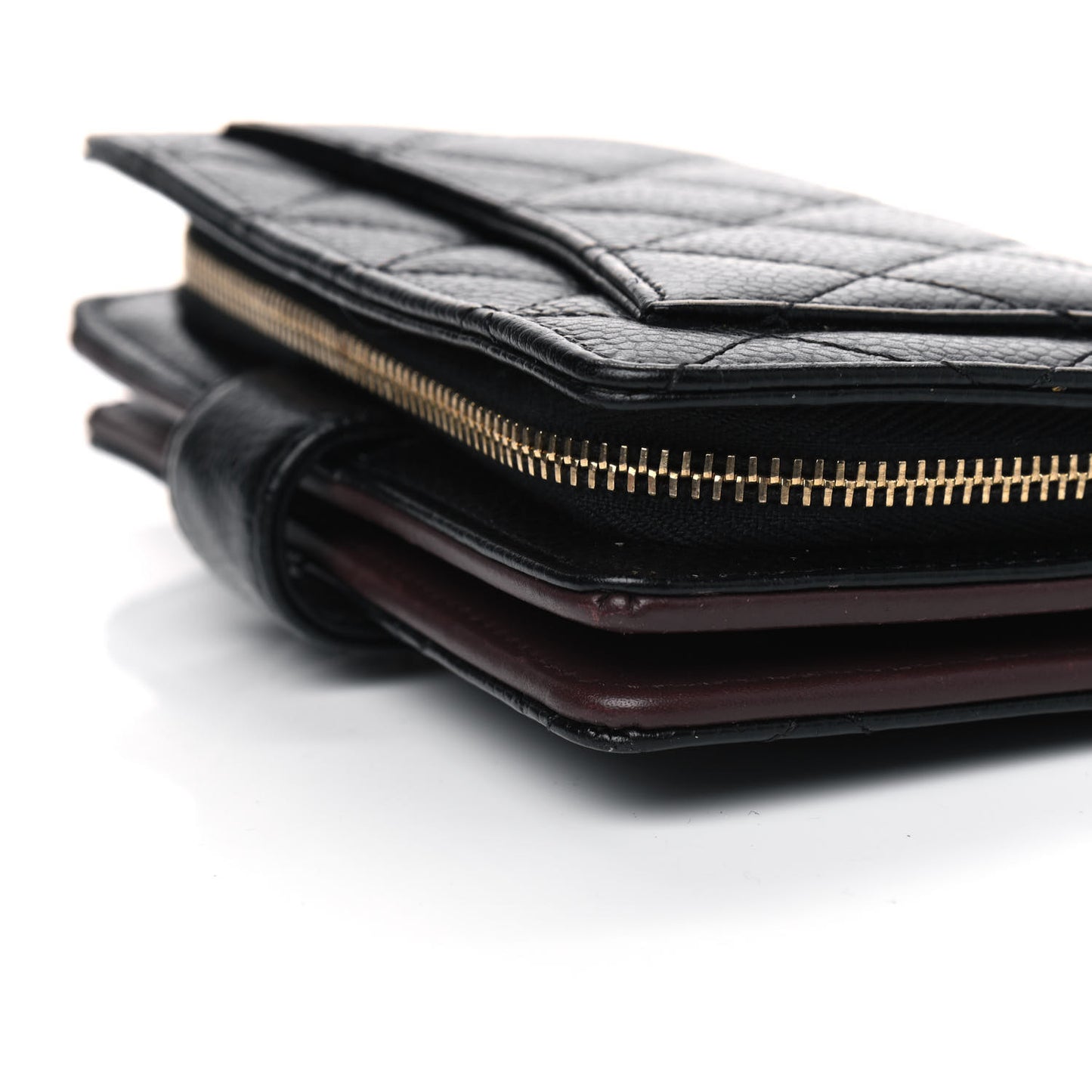 Caviar Quilted Zipped Pocket Wallet Black