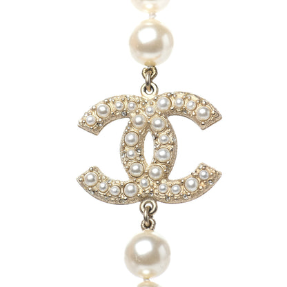 Chanel Crystal Pearl CC Long Necklace Gold 4 of 4