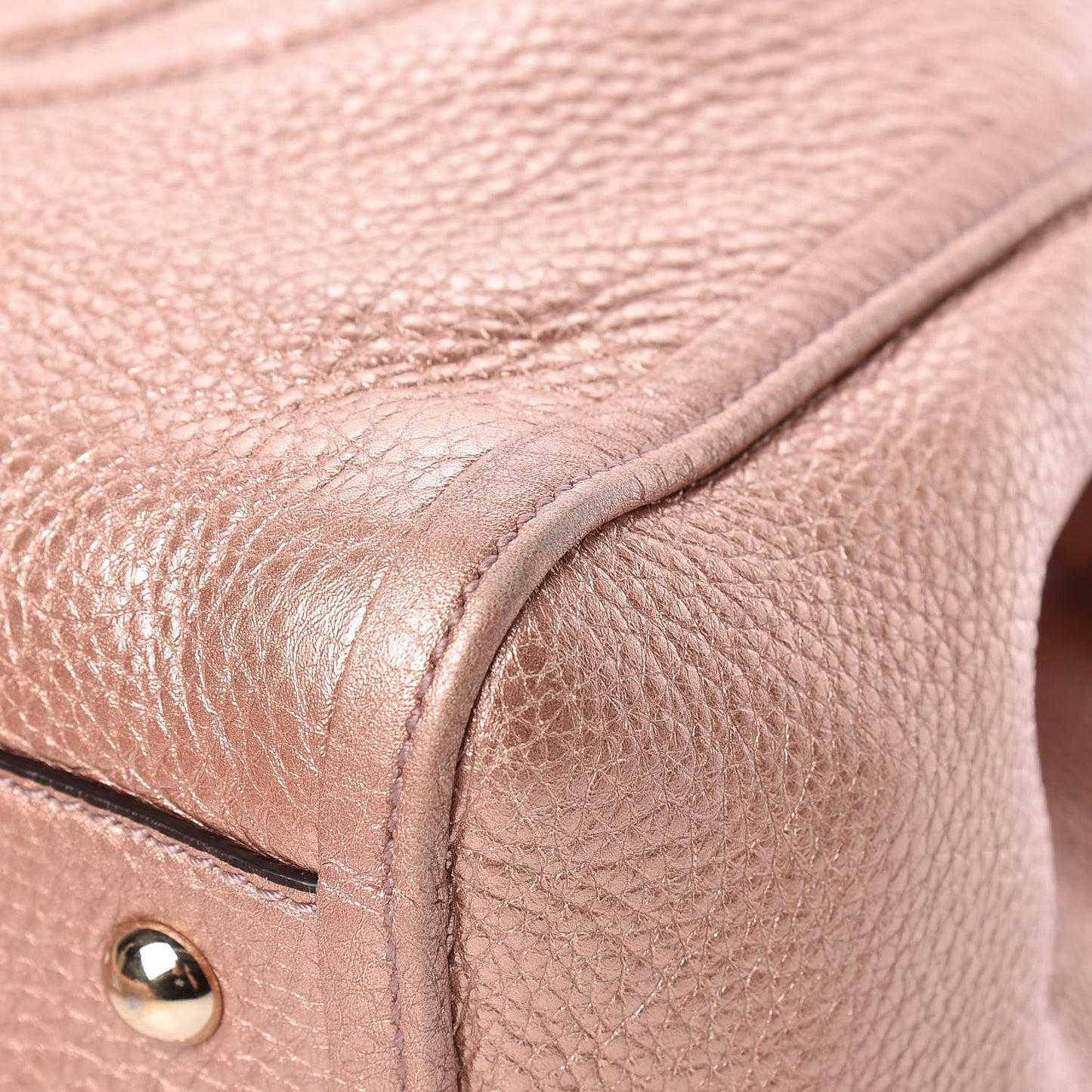 Metallic Pebbled Calfskin Small Soho Shoulder Bag Pink