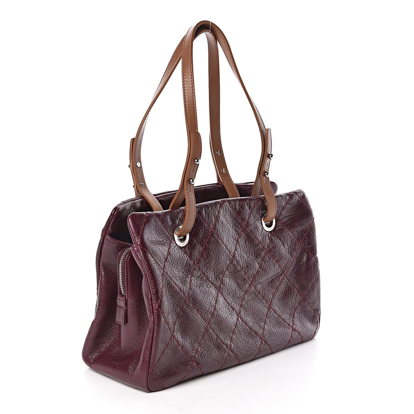 Glazed Calfskin On the Road Zip Tote Plum