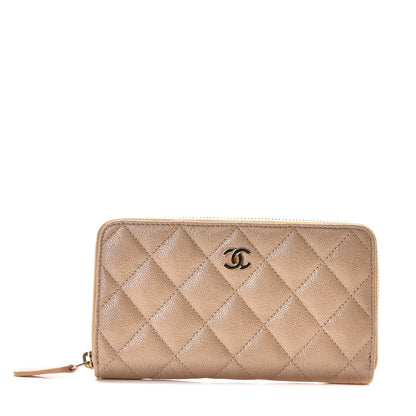 Chanel Iridescent Caviar Quilted Medium Zip Around Wallet Beige 1 of 5