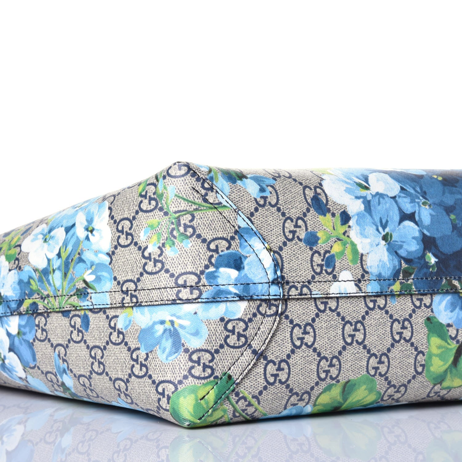 Gucci GG Supreme Monogram Blooms Medium Reversible Tote Beige Blue Navy 13 of 16