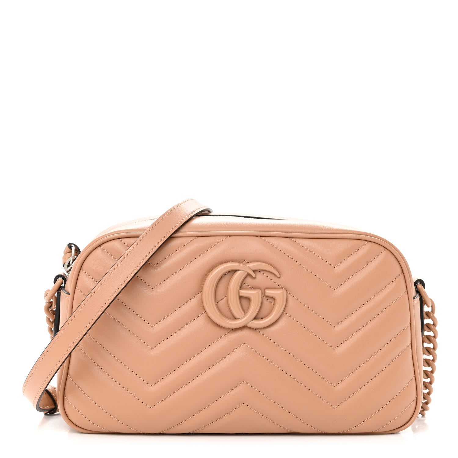 Gucci Calfskin Matelasse Monochrome Small GG Marmont Chain Shoulder Bag Camelia 1 of 11