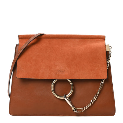 Chloe Suede Calfskin Medium Faye Shoulder Bag Tobacco 1 of 10