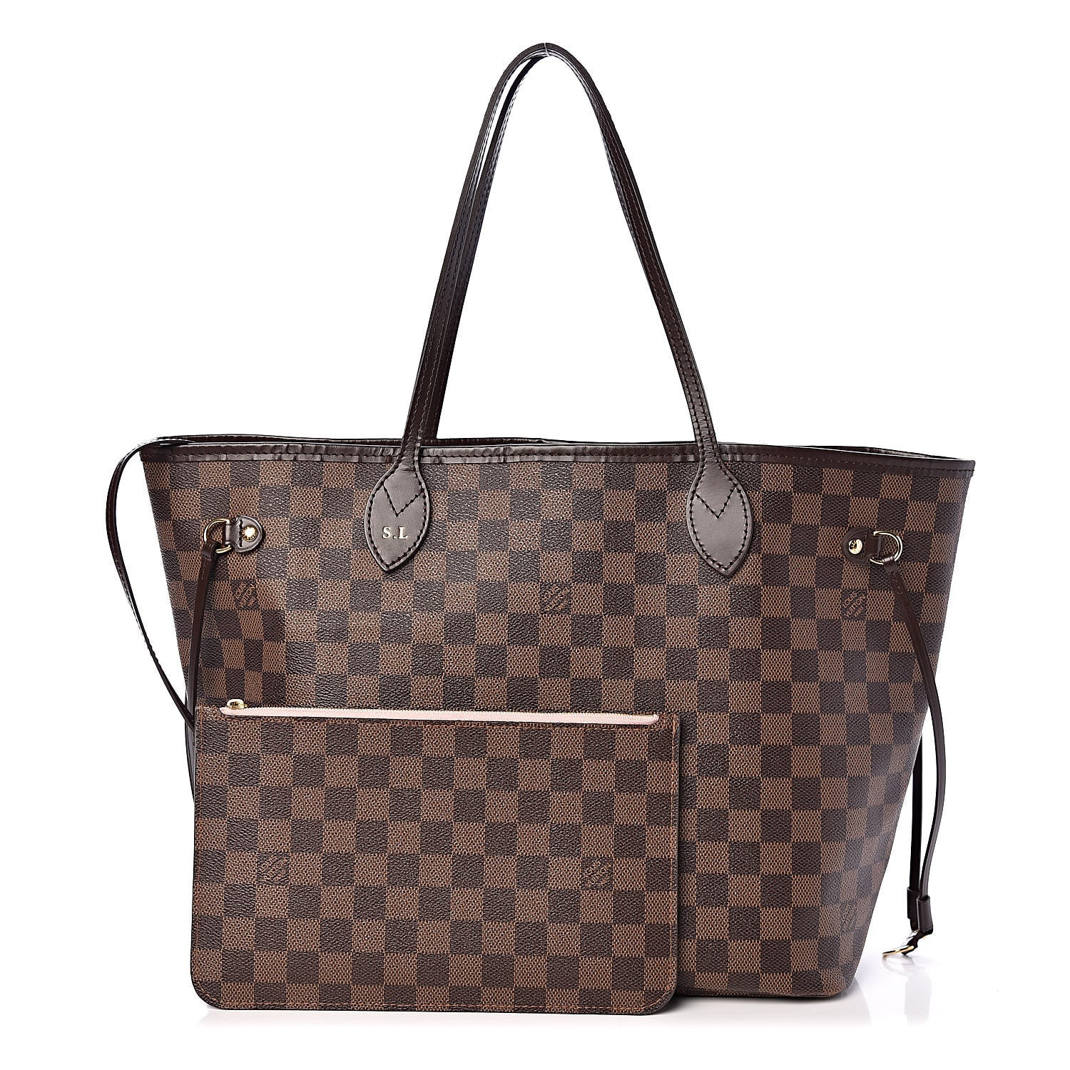 Louis Vuitton Damier Ebene Neo Neverfull MM Rose Ballerine 1 of 16