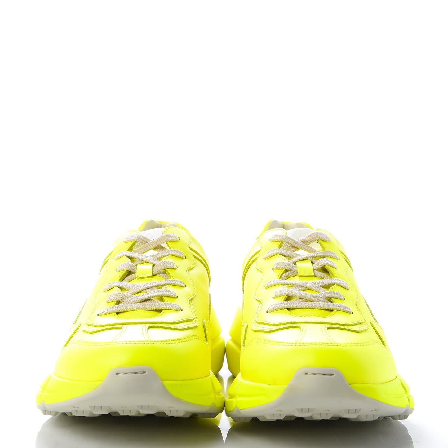 Calfskin Mens Rhyton Sneakers 10.5 Yellow Fluo