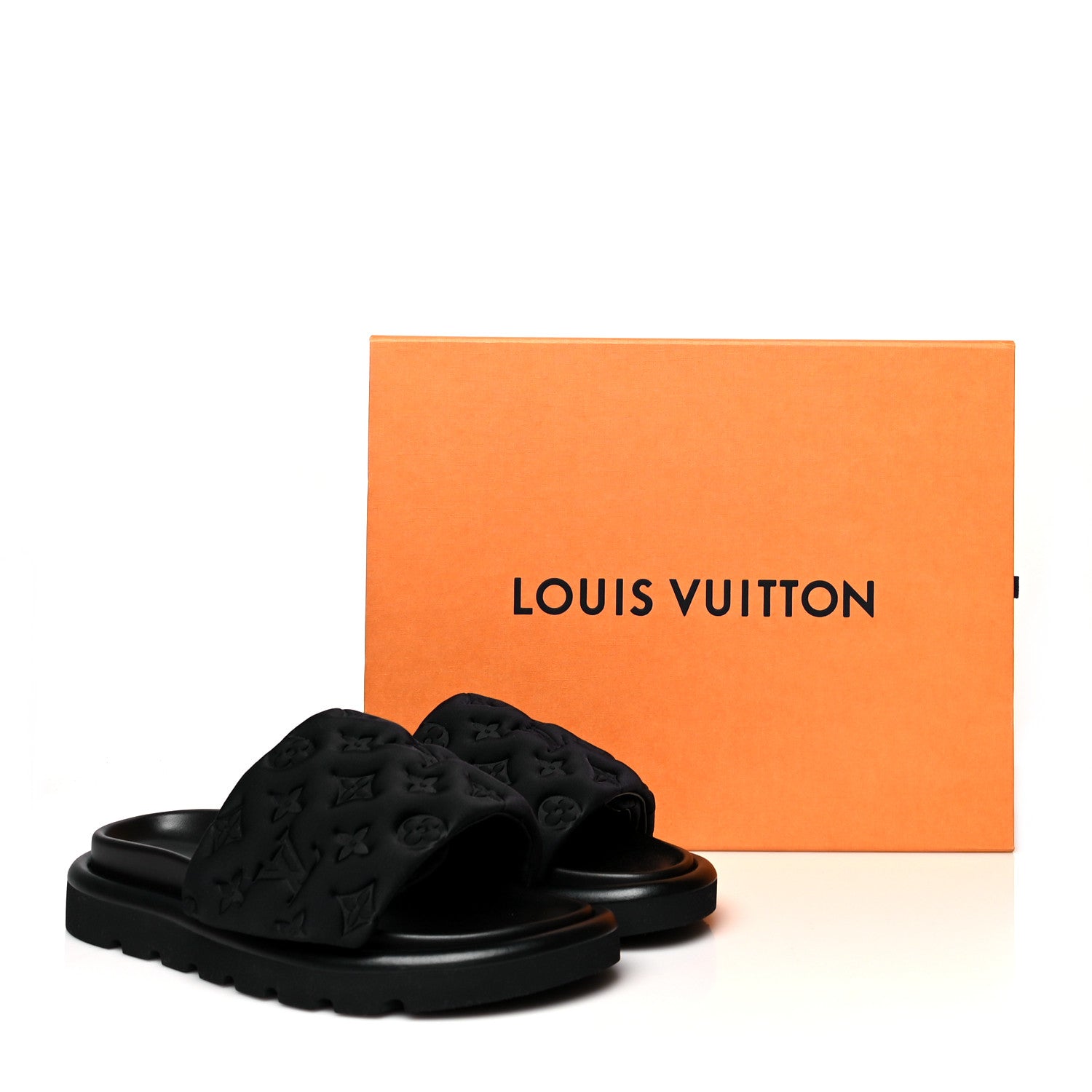 Louis Vuitton Technical Fabric Embossed Monogram Pool Pillow Comfort Mules 38 Black 9 of 9