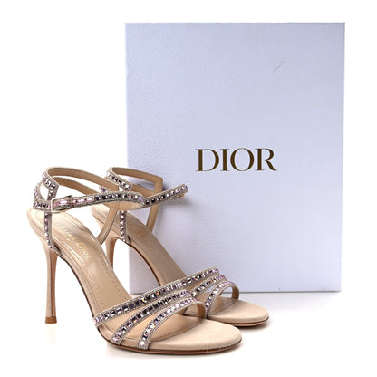 Christian Dior Suede Crystal Strap Sandal Pumps 37 Light Gold 8 of 8