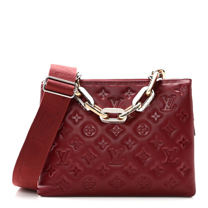 Louis Vuitton Lambskin Embossed Monogram Coussin PM Wine 1 of 9