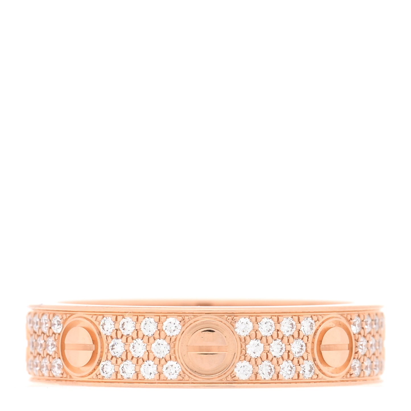 18K Pink Gold Diamond 4mm LOVE Wedding Paved Band Ring 47 4