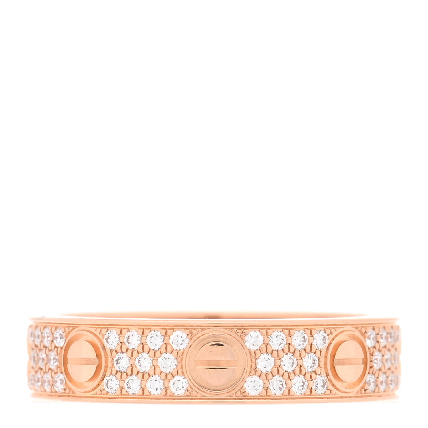 Cartier 18K Pink Gold Diamond 4mm LOVE Wedding Paved Band Ring 47 4 1 of 5