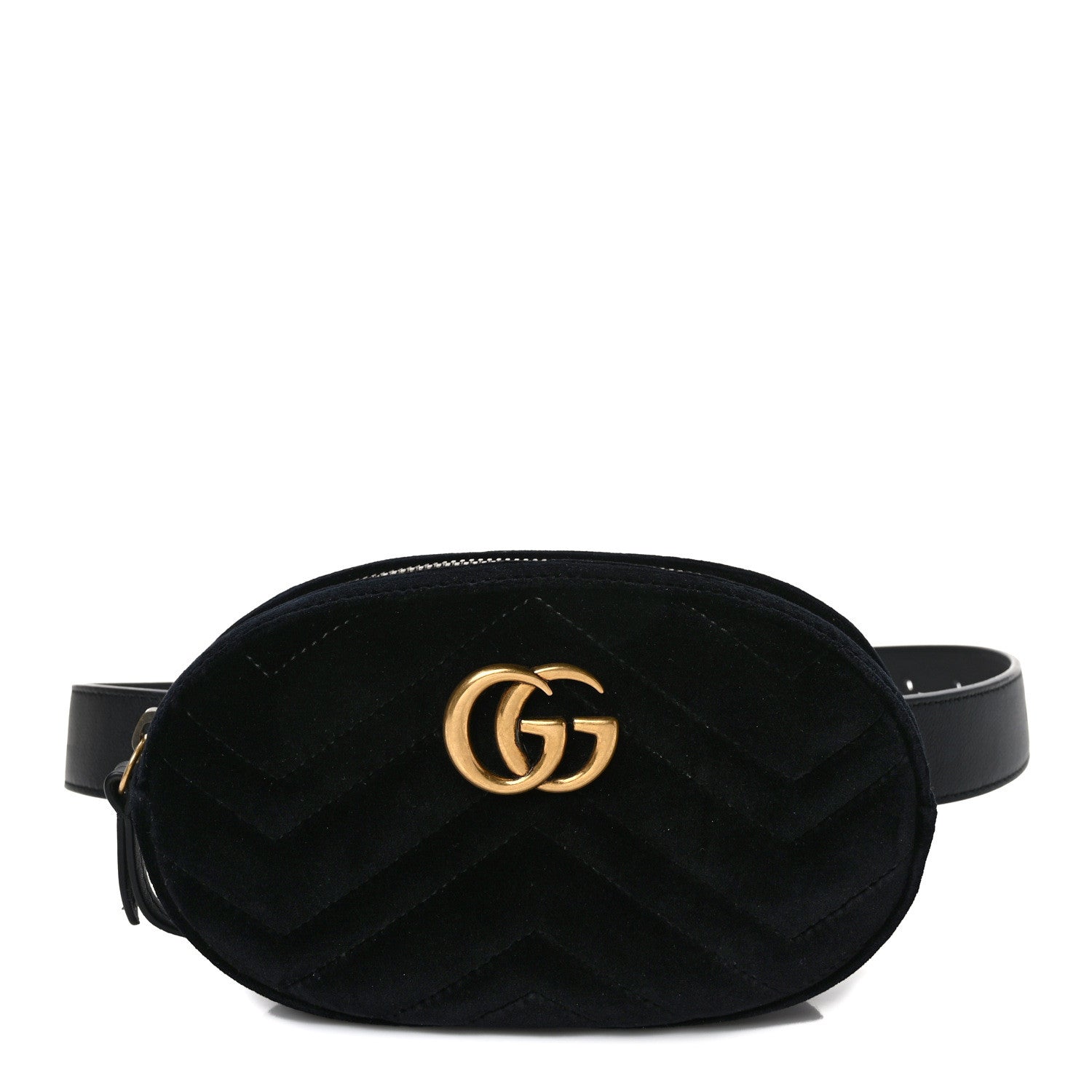 Gucci Velvet Matelasse GG Marmont Belt Bag 75 30 Black 1 of 12