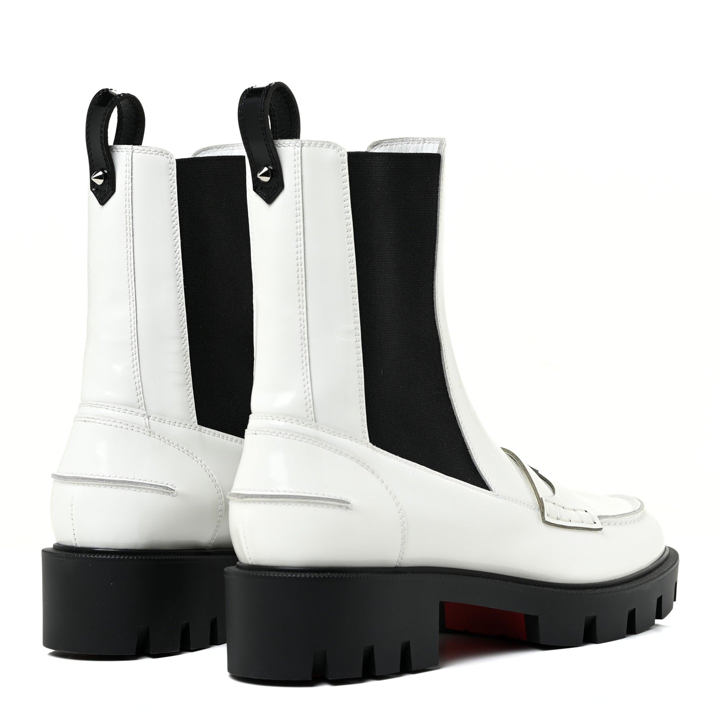 Calfskin Abrasivato Montezumo Lug Chelsea Boots 37.5 White Black