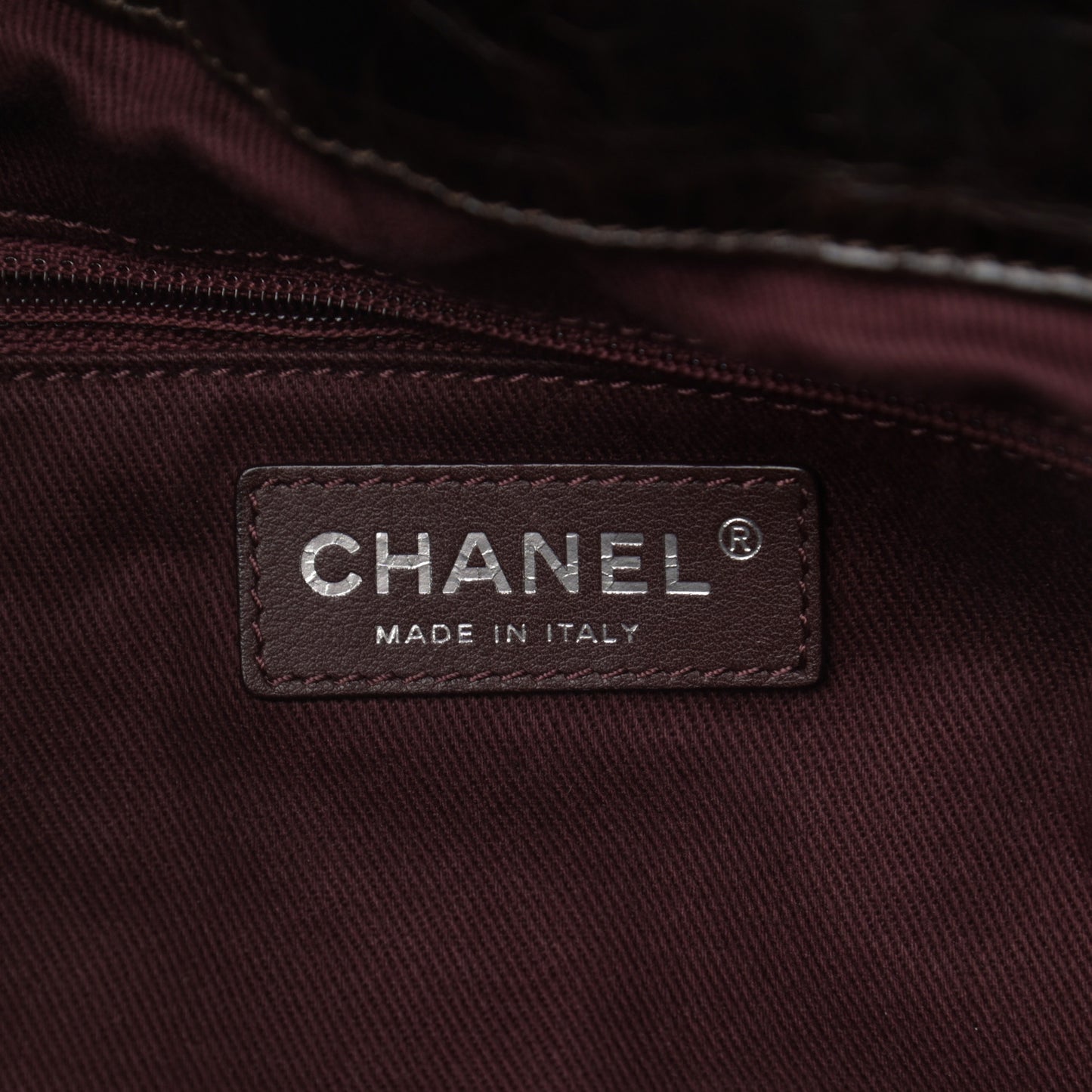 Iridescent Calfskin Quilted Large In The Mix Tote Dark Brown
