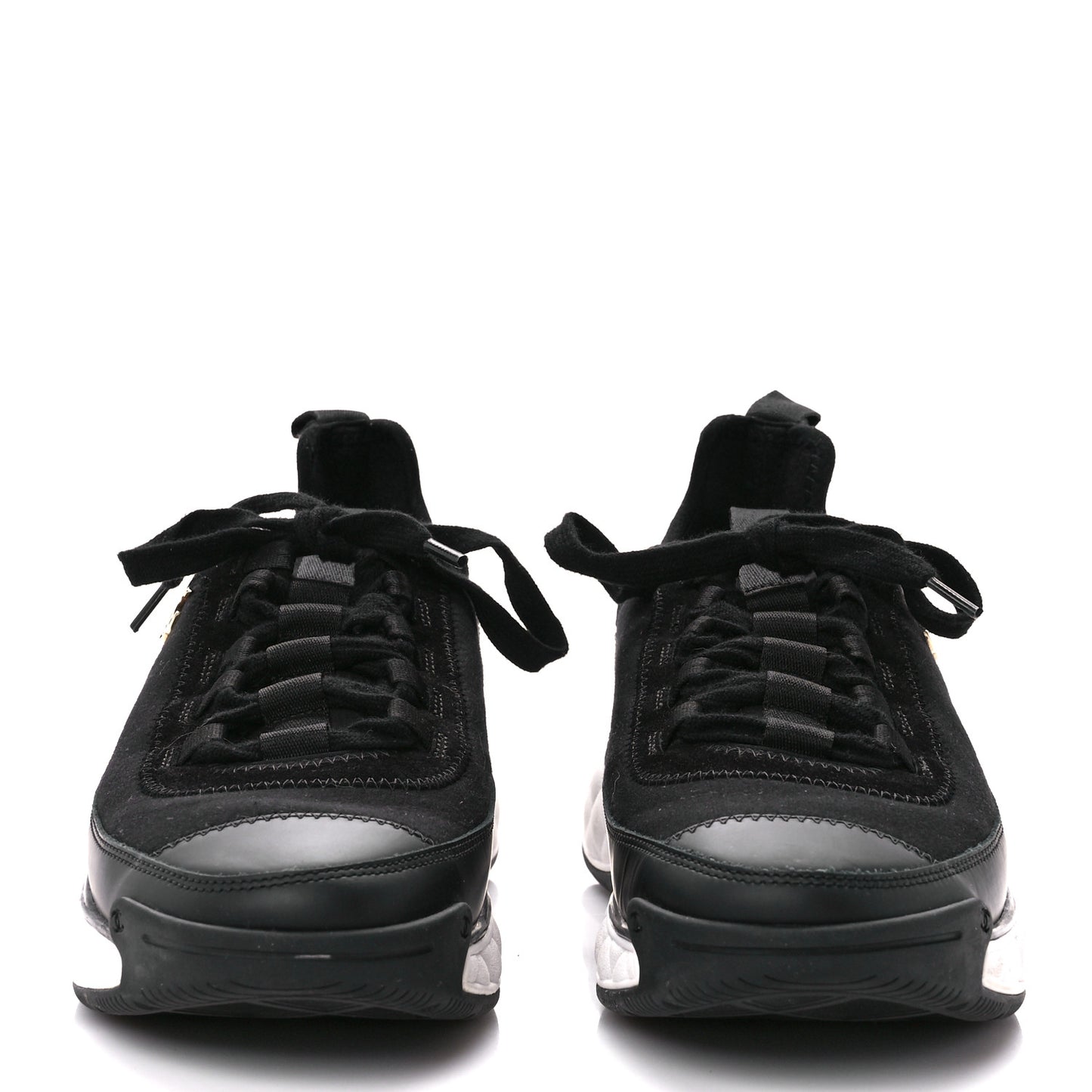 Velvet Calfskin Mixed Fibers CC Sneakers 40 Black