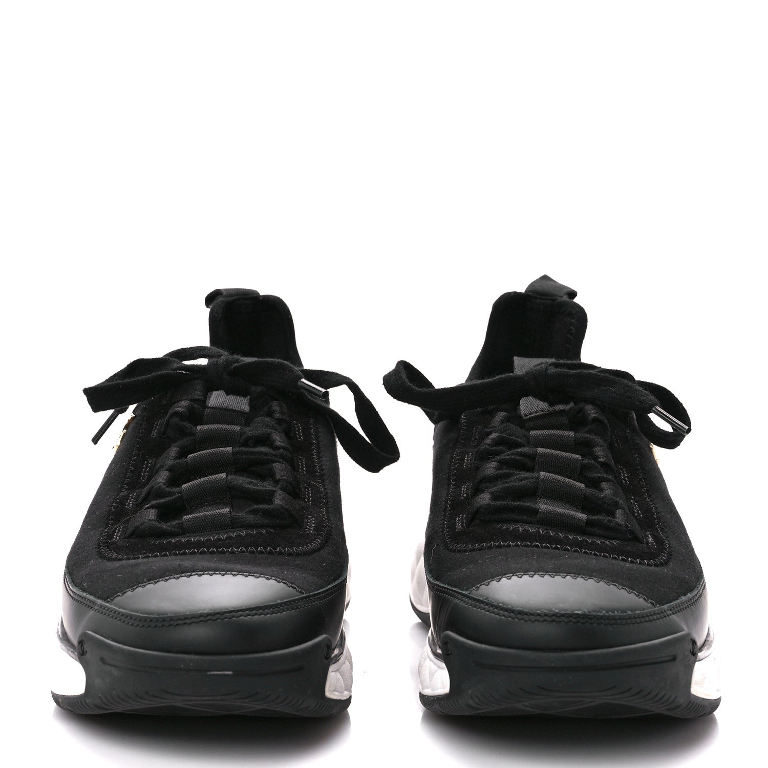 Chanel Velvet Calfskin Mixed Fibers CC Sneakers 40 Black 2 of 8