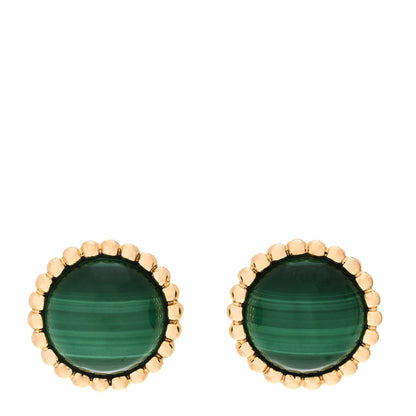 Van Cleef & Arpels 18K Yellow Gold Malachite Perlee Couleurs Earrings 1 of 5