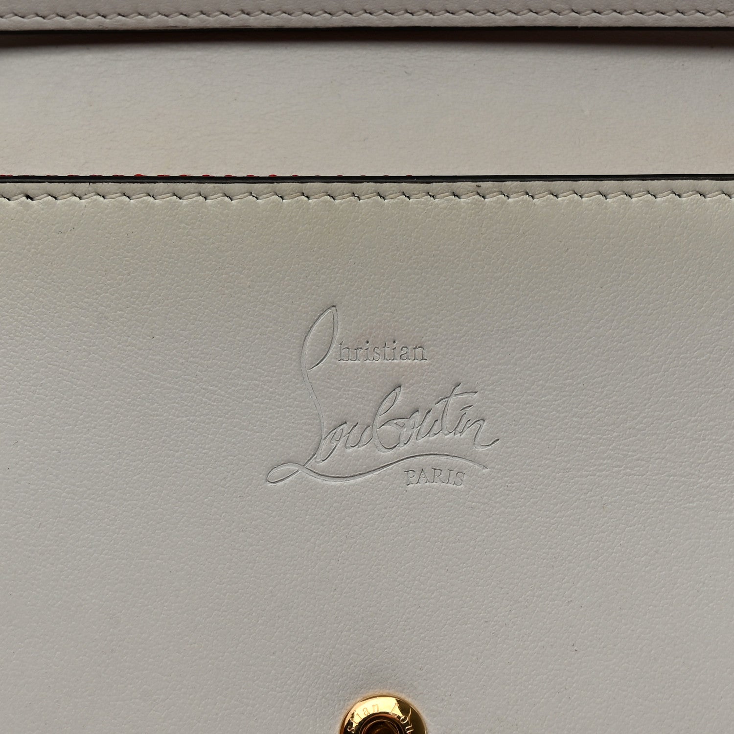 Christian Louboutin Calfskin Spikes Boudoir Wristlet White 6 of 9