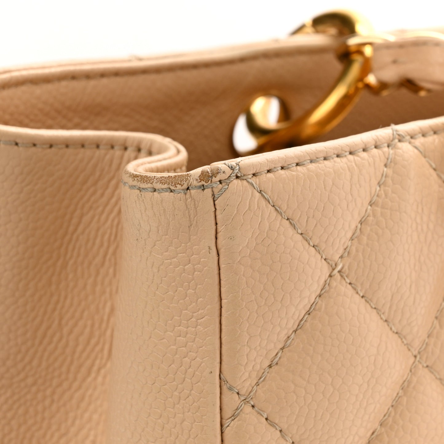 Caviar Quilted Grand Shopping Tote GST Beige Clair