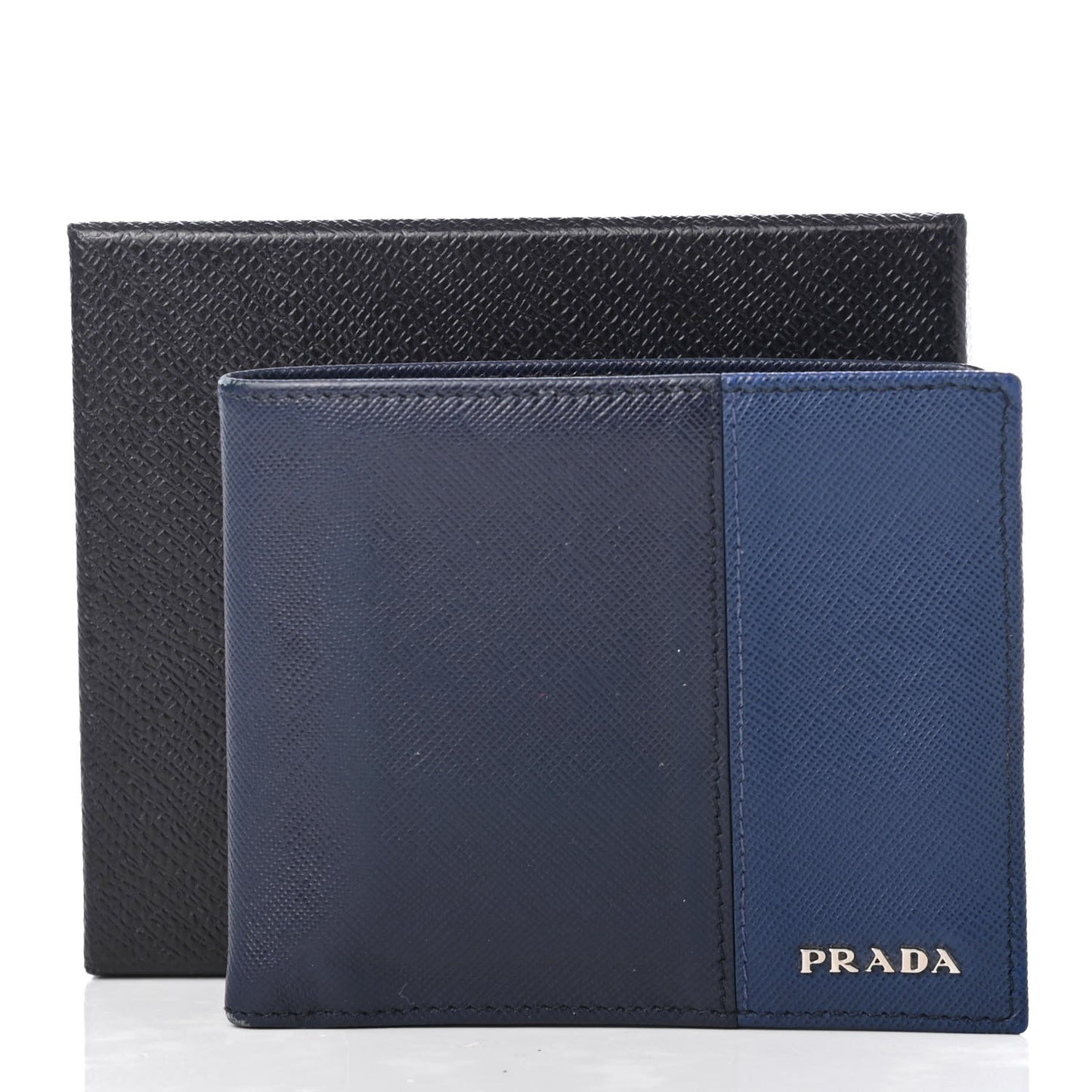Saffiano Bi-Color Bi-Fold Wallet Baltico Bluette