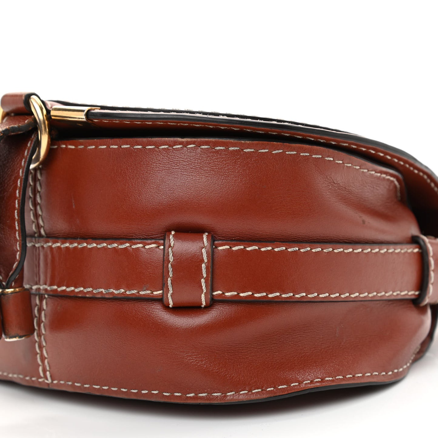Shiny Calfskin Mini Marcie Round Crossbody Bag Caramel
